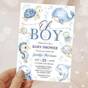 Oh Boy Under The Sea Ocean Baby Shower Invitation
