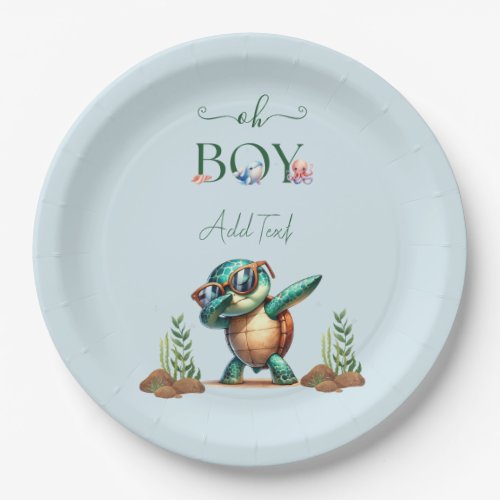 Oh Boy Under The Sea Turtle Baby Shower Paper Plates