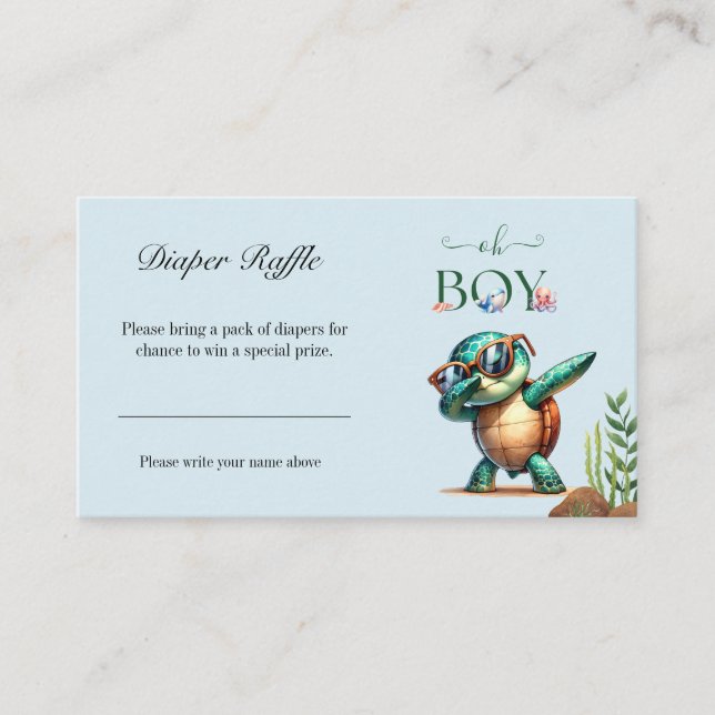 Oh Boy Under The Sea Turtle Party Personalized Enclosure Card (Front)