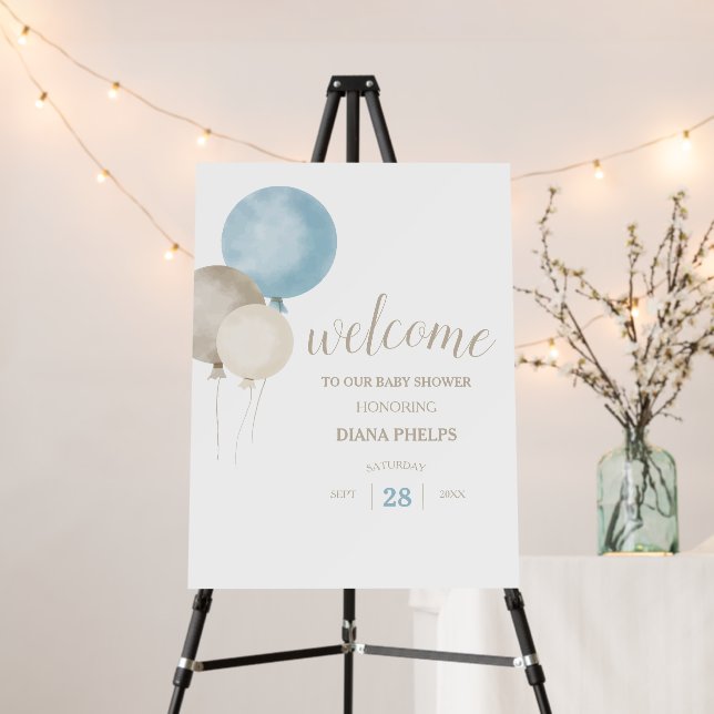 Oh Boy! Watercolor Baby Shower Welcome Sign (In Situ (Stand))