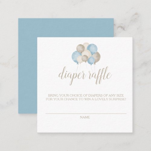 Oh Boy Watercolor Balloon Diaper Raffle Card