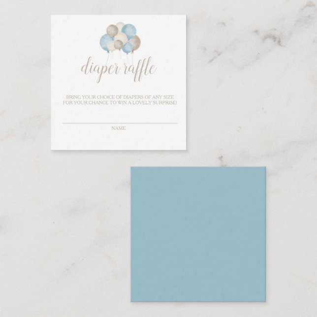 Oh Boy! Watercolor Balloon Diaper Raffle Card (Front/Back)