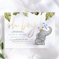 Oh Boy Watercolor Elephant Sprinkle Baby Shower