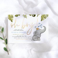 Oh Boy Watercolor Elephant Sprinkle Baby Shower