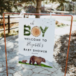 Oh Boy Watercolor Woodland Bear Welcome  Poster at Zazzle
