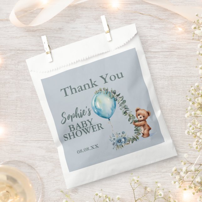 Oh Boy! We Can Bearly Wait Baby Shower Favor Bag (Clipped)