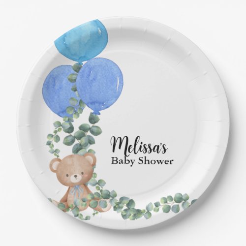 Oh Boy We Can Bearly Wait Balloon Eucalyptus  Paper Plates