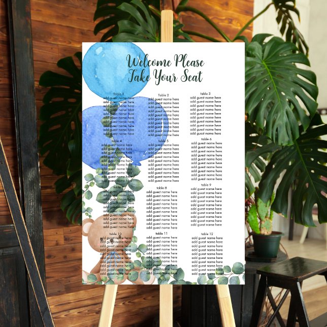Oh Boy We Can Bearly Wait Seating Chart Foam Board (Creator Uploaded)
