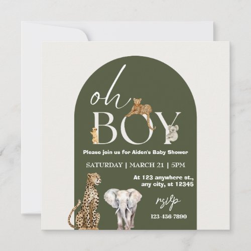 Oh Boy Wild One Animals Boy Baby Shower Invitation