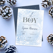 Oh Boy Winter Boy Baby Shower Invitation Blue