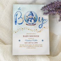 Oh Boy Winter Theme Baby Shower Invitation