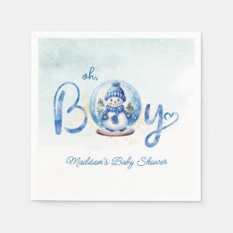 Oh Boy Winter Theme Baby Shower Napkins