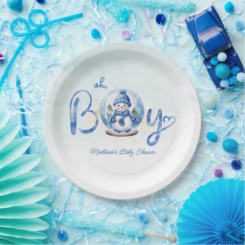 Oh Boy Winter Theme Baby Shower Paper Plates