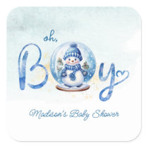 Oh Boy Winter Theme Baby Shower Square Sticker