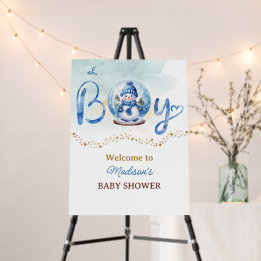Oh Boy Winter Theme Baby Shower Welcome Sign