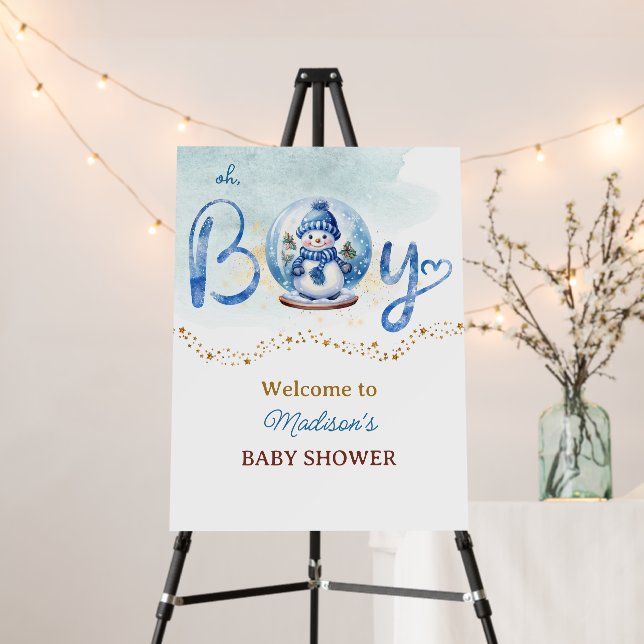 Oh Boy Winter Theme Baby Shower Welcome Sign (In Situ (Stand))