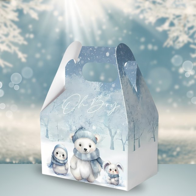Oh Boy Winter | Woodland Baby Shower Favor Boxes (Creator Uploaded)