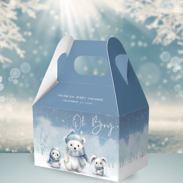 Oh Boy Winter | Woodland Baby Shower Favor Boxes (Creator Uploaded)
