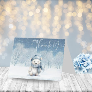 Oh Boy Winter Woodland Baby Shower Letterpress Thank You Card