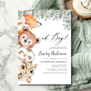 Oh Boy! Woodland Animals Baby Shower Invitation
