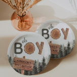 Oh Boy - Woodland Rustic Baby Shower  Paper Plates<br><div class="desc">Rustic woodland - "oh boy" boy baby shower plates</div>