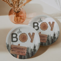 Oh Boy - Woodland Rustic Baby Shower  Paper Plates