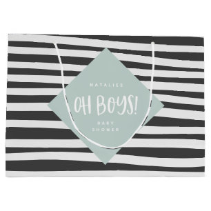 Oh boys! Twin baby boy thank you gift party Large Gift Bag