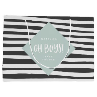 Oh boys! Twin baby boy thank you gift party Large Gift Bag