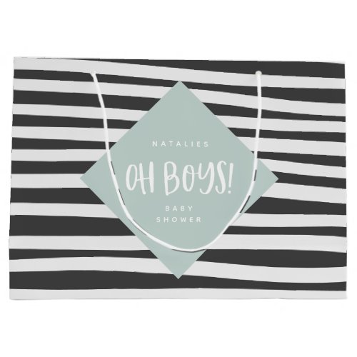 Oh boys Twin baby boy thank you gift party Large Gift Bag