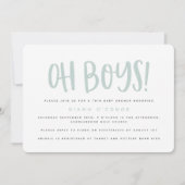 Oh boys twin baby shower invitation (Front)