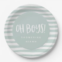 Oh boys, twin baby shower party napkins