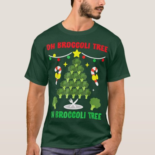 Oh Broccoli Tree Funny Vegetarian Vegan Christmas  T_Shirt