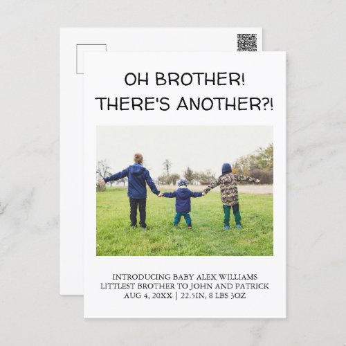 OH BROTHER THERES ANOTHER Baby Photo Birth  Holiday Postcard