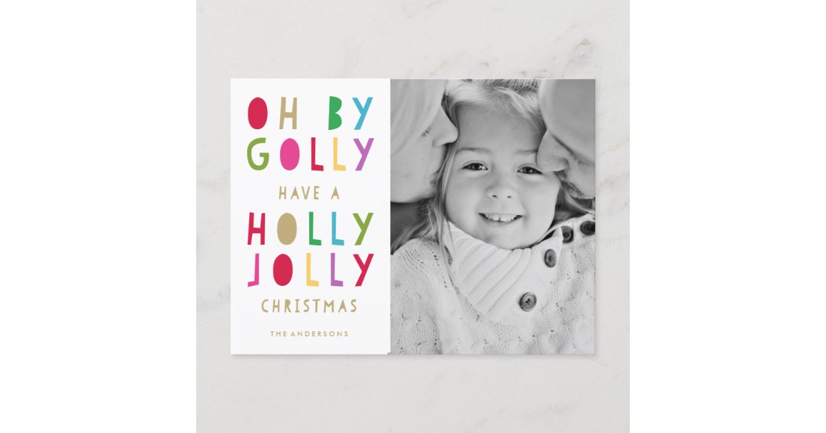 Oh By Golly | Holiday Postcard | Zazzle