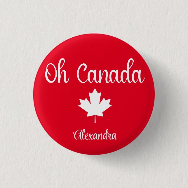 Oh Canada | Elegant  Maple Leaf Button (Front)