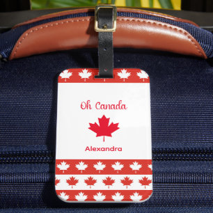 Oh Canada Elegant Red Maple Leaf Luggage Tag