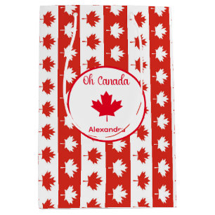 Oh Canada   Elegant Red Maple Leaf Medium Gift Bag