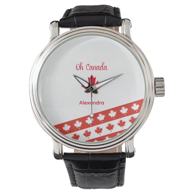 Oh Canada | Elegant Red Maple Leaf Watch (Front)