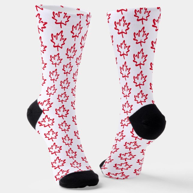 Oh Canada! Proud Canadian Red Maple Leaf Modern Socks (Angled)