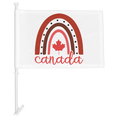 Oh Canada red Maple leaf boho retro rainbow Car Flag