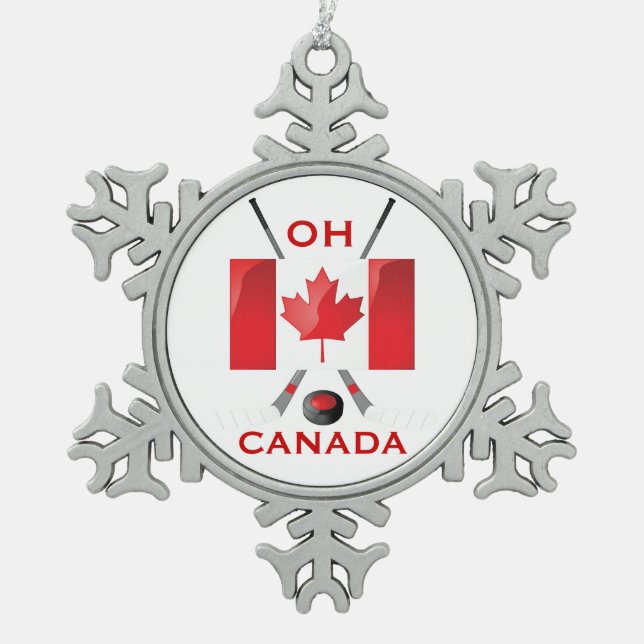 OH CANADA SNOWFLAKE PEWTER CHRISTMAS ORNAMENT (Front)