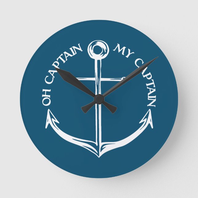 Oh Captain My Captain Round Clock (Front)