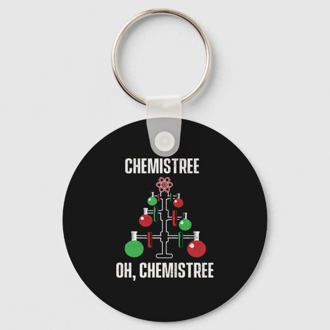 Oh Chemist Tree Chemistree Pun Science Keychain (Front)