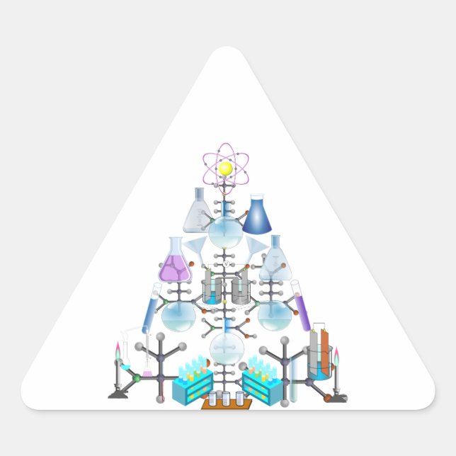 Oh Chemist Tree, Oh Christmas Tree Triangle Sticker (Front)