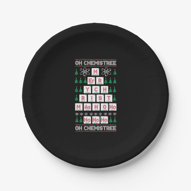 oh chemistree Chemist Science Christmas Paper Plates (Front)