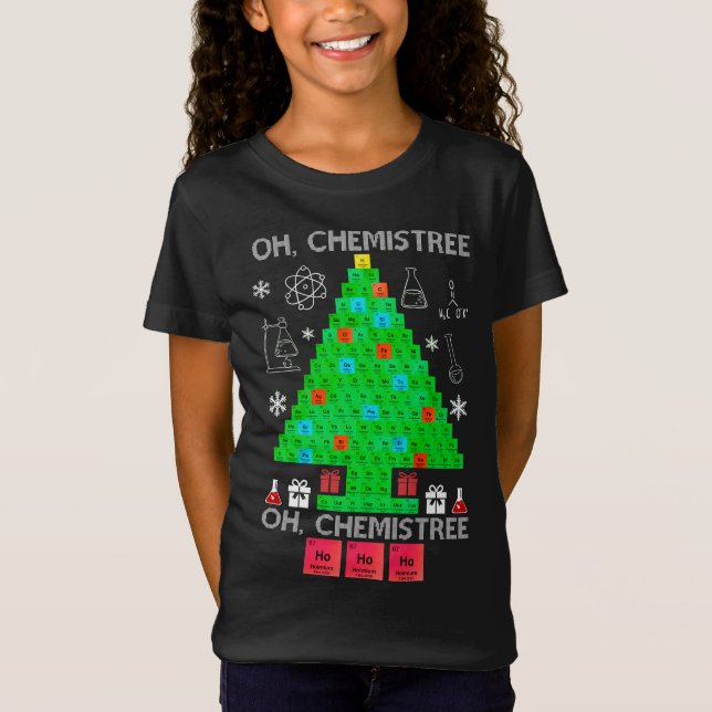 Oh Chemistree Chemist Tree Funny Science Christmas T-Shirt (Front)