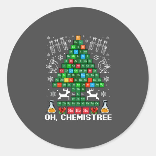 Oh Chemistree Christmas Chemistry Science Periodic Classic Round Sticker