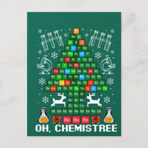 Oh Chemistree Christmas Chemistry Science Periodic Postcard