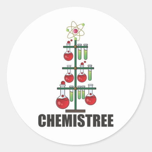 Oh Chemistree Christmas Chemistry Science teacher Classic Round Sticker