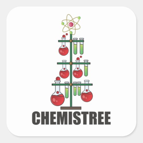 Oh Chemistree Christmas Chemistry Science teacher Square Sticker